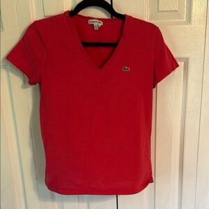 Lacoste Women's Pink V-Neck Top